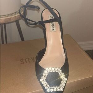 Steve Madden Black Heels with Crystal Embellishments